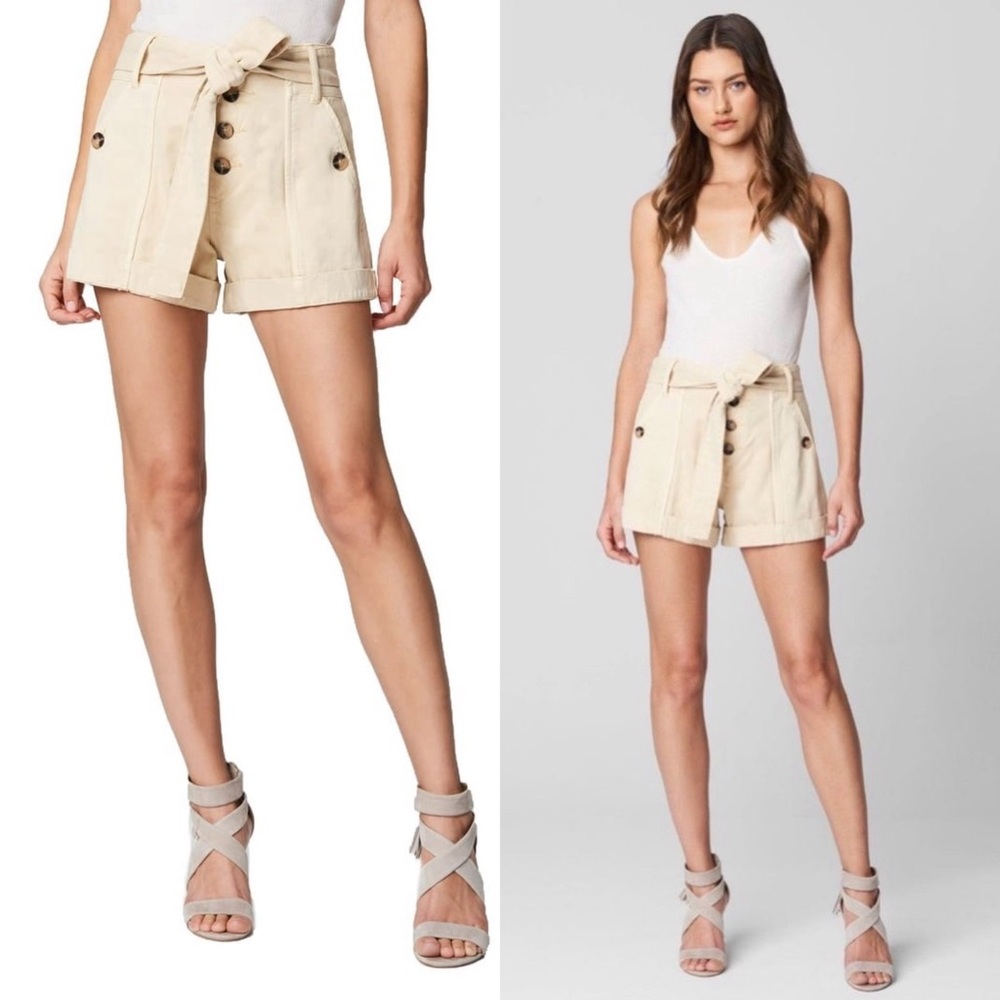 BLANKNYC Marshmallow Paperbag Twill Shorts Size 29 Exposed Button Fly Belted